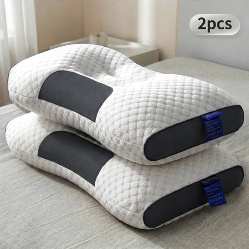 2PCS Ergonomic Neck Pillow Set for Cervical Support, Breathable & Pressure Relief, Ideal for Back & Side Sleepers, Machine‑Washable Core, Promotes Deep Sleep Queen-Size Ergonomic Pillow for Couples Neck Massage Pillow