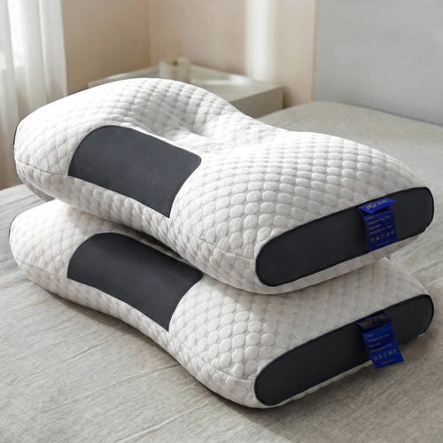 2PCS Ergonomic Neck Pillow Set for Cervical Support, Breathable & Pressure Relief, Ideal for Back & Side Sleepers, Machine‑Washable Core, Promotes Deep Sleep Queen-Size Ergonomic Pillow for Couples Neck Massage Pillow